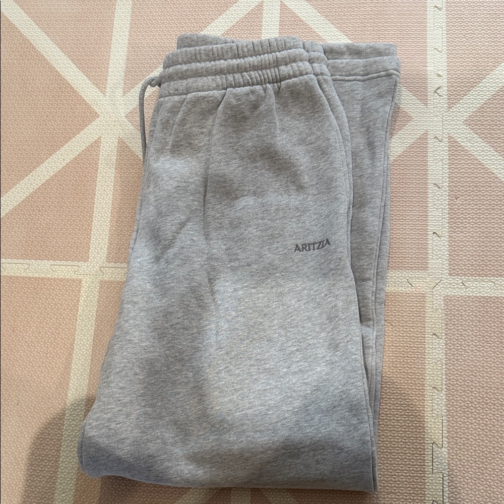 Aritzia Light Gray Sweat Joggers - Logo Detail